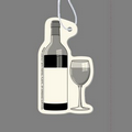 Paper Air Freshener Tag W/ Tab - Wine Bottle & Glass